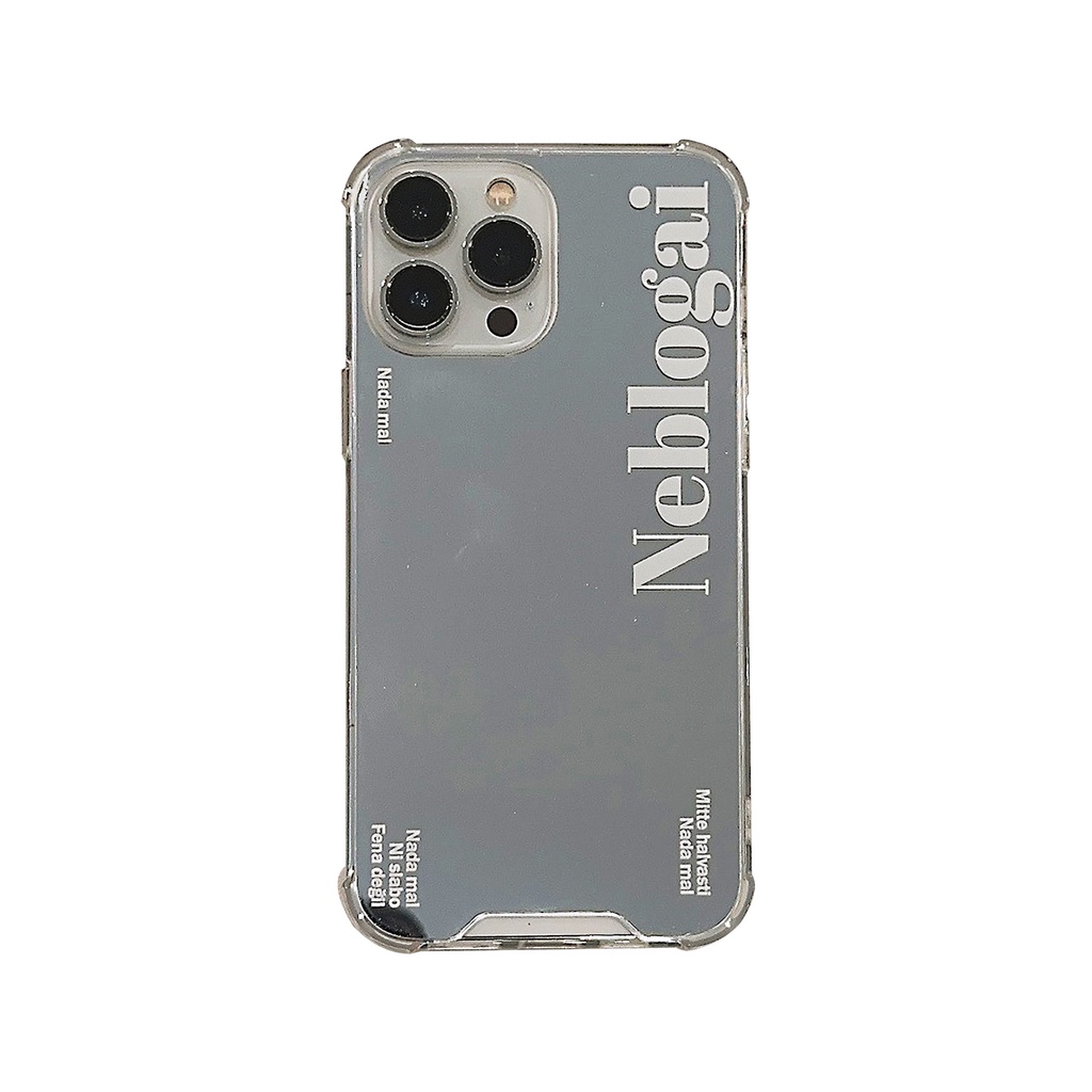 Ins Sederhana Huruf Putih Polos Transparan Make Up Mirror Case Untuk Iphone SE 2020 7 /8 Plus 14x XR XM 11 12 MINI 13 PRO MAX Casing Cover Pelindung AT0099