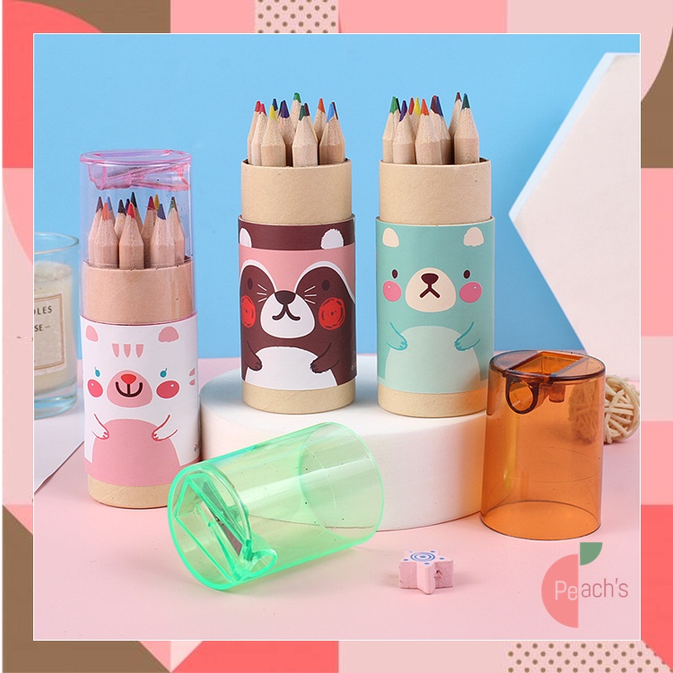 

PEACHs - S5735 Pensil Warna 12 IN 1 Free Serutan Pensil / Pensil Color / Pencils High Quality / Pensil Warna Karakter Kemasan Tabung