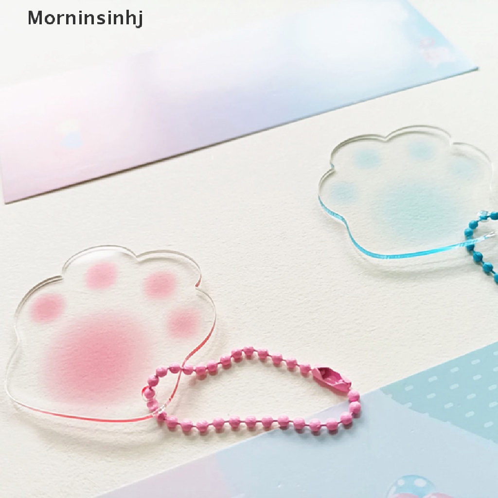 Mornin Transparan Liontin Disc Gradien Akrilik Gantungan Kunci Cakar Kucing Kreatif Diy Aksesoris Dekorasi Bulat Handmade Kreativitas Keychain Tag id