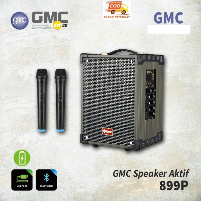 SPEAKER BLUETOOH GMC 899P / 899 P FREE 2 MIC WIRELESS PORTABLE PROFESIONAL KARAOKE - GARANSI RESMI