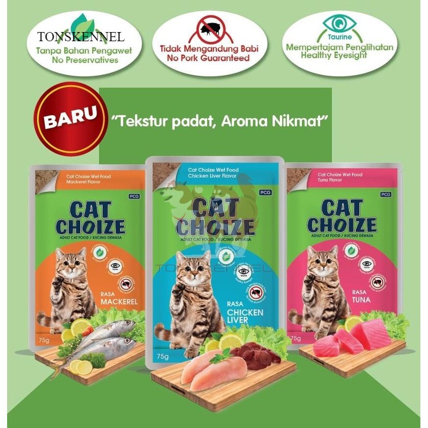 Makanan Kucing Cat Choize Pouch 75gr All variant catchoize sachet tuna mackerel chicken liver