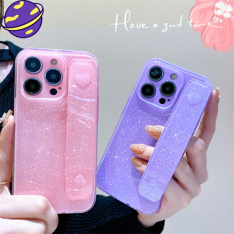 IPHONE Case Tali Pergelangan Tangan Bedak Berkilau Untuk Iphone14 13 12 11 Pro X Xs Max7 8 14 Plus Casing Soft Silikon Cair XR