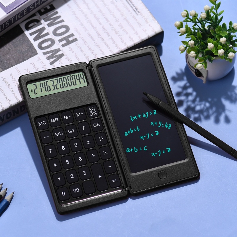 Zzz LCD Calculator Papan Tulisan Tangan 6In Rechargeable Drawing Pad Flip Type Portable