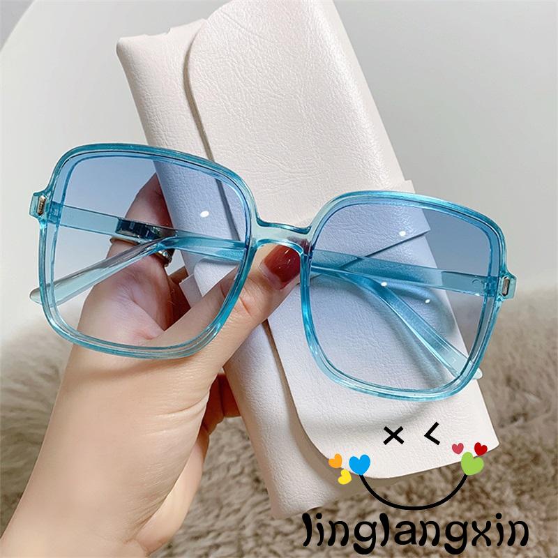 Llx-kacamata Hitam Oversize Vintage Polarized Square Lucu Trendy Klasik Warna Gradasi Untuk Aktivitas Outdoor