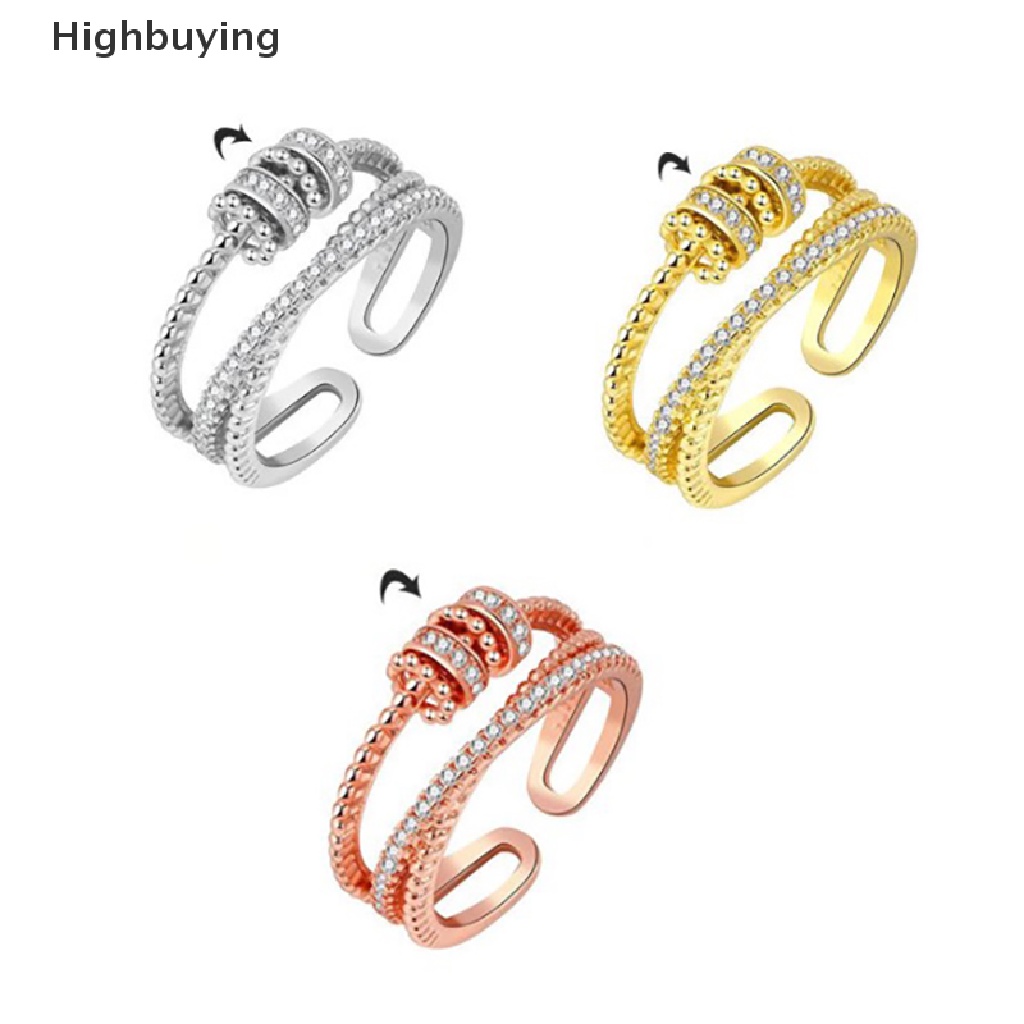 Hbid Cincin Anti Kecemasan Cincin Yang Dapat Diputar Untuk Wanita Pria Kecemasan Worry Jari Cincin Pereda Stres Dengan Manik-Manik Adjustable Spinner Rings Glory