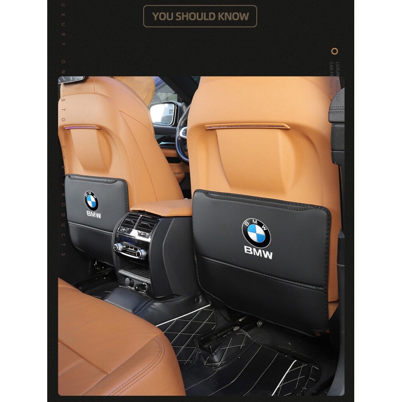 Untuk BMW X1 X2 X3 X5 3seri 5seri F10 F11 F18 F10 F11 F30 F31 PU Leather Anti-Anak-Kick Pad Untuk Mobil Tahan Air Kursi Back Protector Cover Auto Anti Lumpur Kotoran Bantalan Dengan Storag