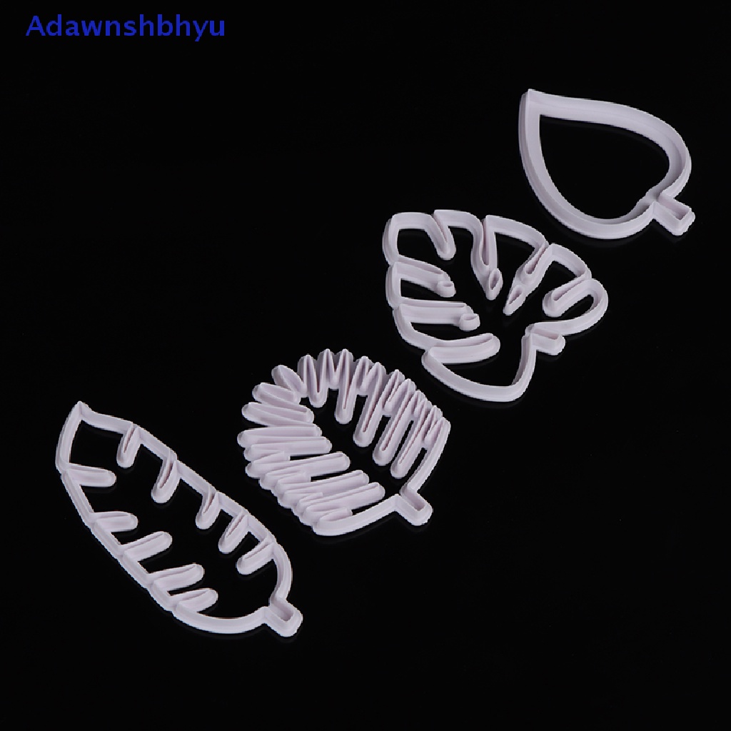Adhyu 4pc/Set Tropical Leaf Fondant Cake Mold Embossed Candy Biscuits Cookie Cutter ID