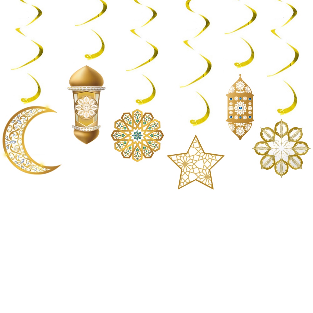 Eid Eid Balloon Moon Star Spiral Black Gold New Year Decoration Ramadan Decoration Set Eid Mubarak Moon Star Balloon Set