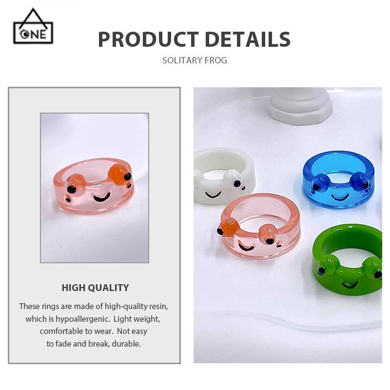 COD❤️Katak Resin Cincin Warna-warni Kepribadian Hewan Kartun Cincin Jari Lucu-A.one