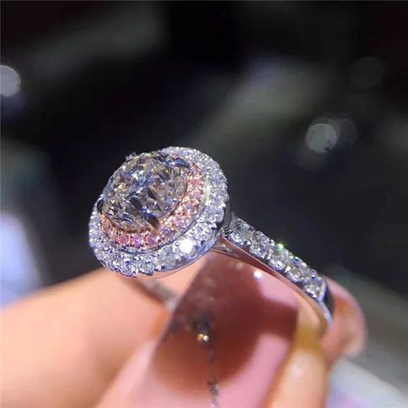 Goldkingdom Aksesoris Perhiasan Fashion Ready Stock Mossan Diamond Adjustable Ring Euro-American Dua Warna Berlian Penuh Pertunangan Cincin Untuk Wanita