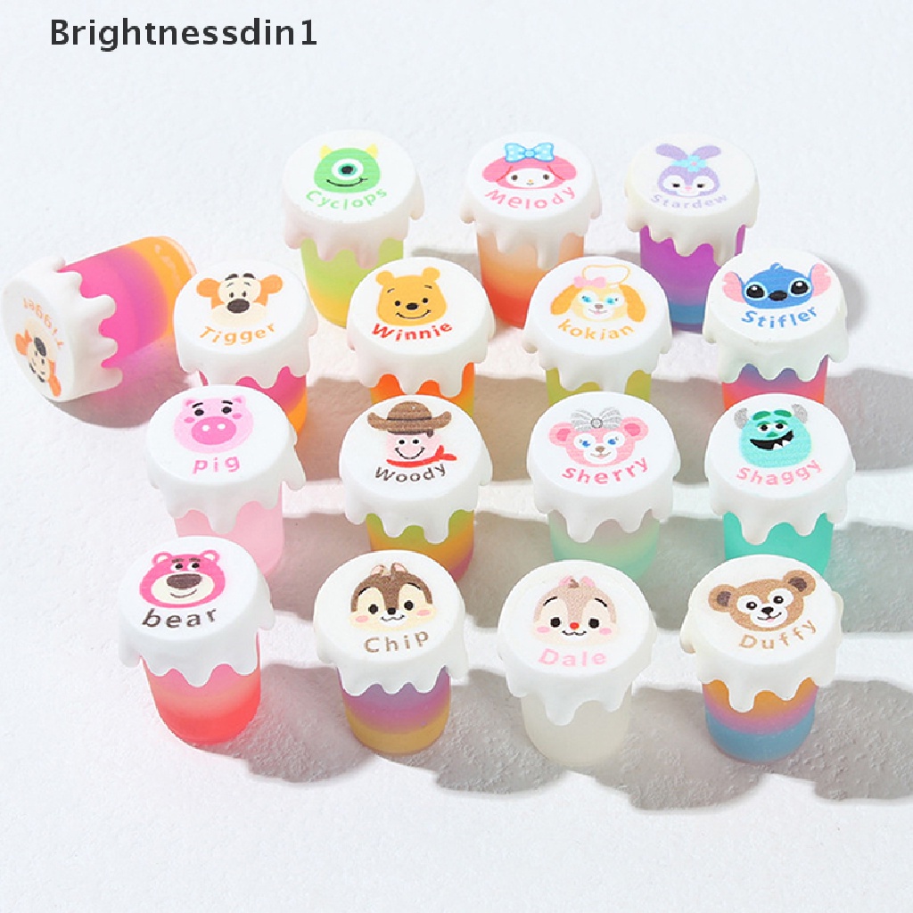 [Brightnessdin1] 4pcs Toples Selai Madu Teh Mini Bercahaya Cangkir Rumah Boneka Miniatur Madu Pomelo Butik