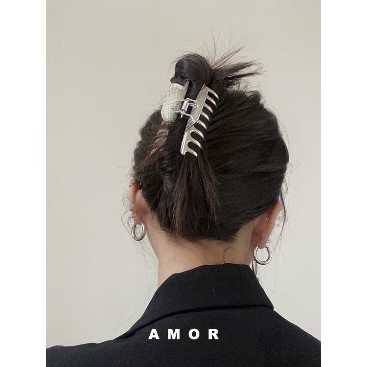 Jepit Rambut Klip Hiu Bahan Metal Desain Niche Gaya Nordic Updo