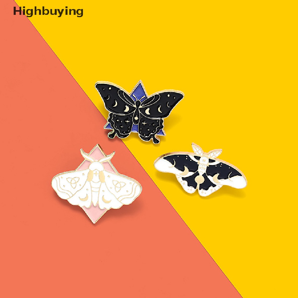 Hbid 3Pcs Pin Enamel Kupu-Kupu Ngengat Fase Bros Tas Pakaian Lapel Pin Lencana Hadiah Glory