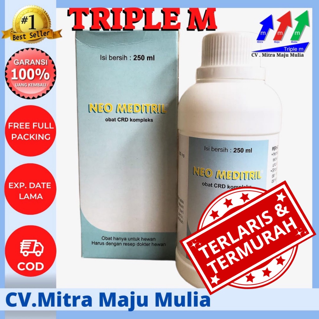 NEO MEDITRIL 250 ml ORAL TRIPLE M - Obat CRD Flu Korisa Snot Ayam Burung NEOMEDITRIL