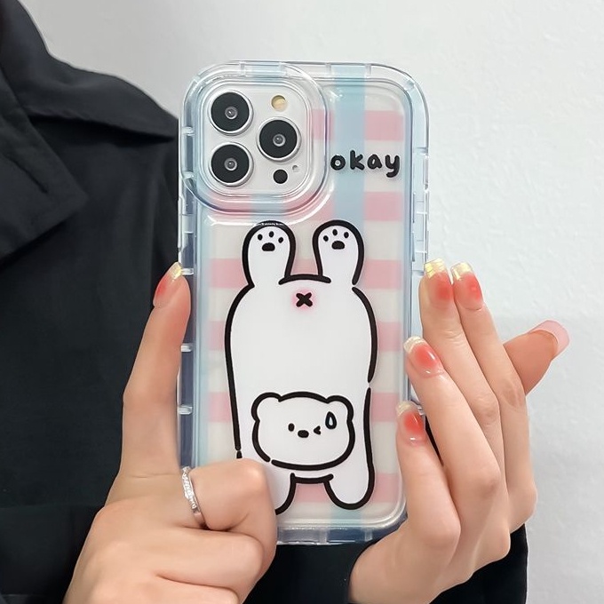 Soft Phone Case Kompatibel Untuk IPhone Casing Lucu14 13 11 12 Pro XS Max X XR 7 8 Plus Transparan TPU Silikon Shockproof Cover