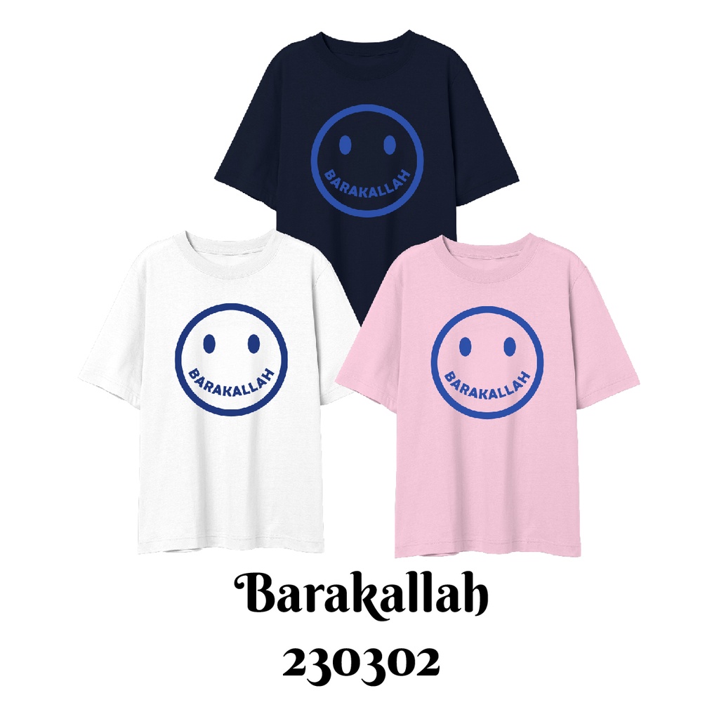 Baju Kaos Muslim Barakallah Ready size Dewasa sampai Oversize Bahan Katun