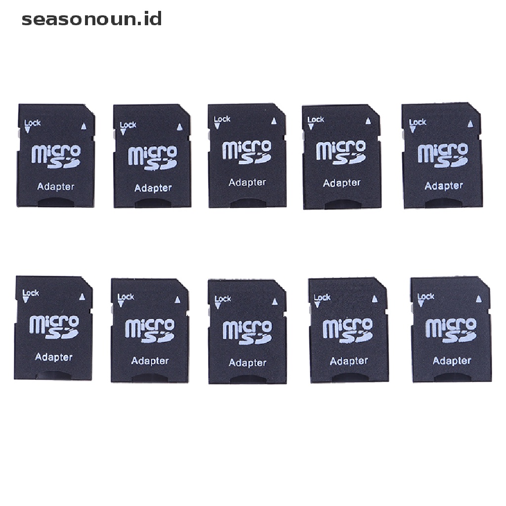 Seasonoun 10Pcs Microsd Mini TF Card Reader Konverter Adapter Kartu Memori Micro SD Ke SD.