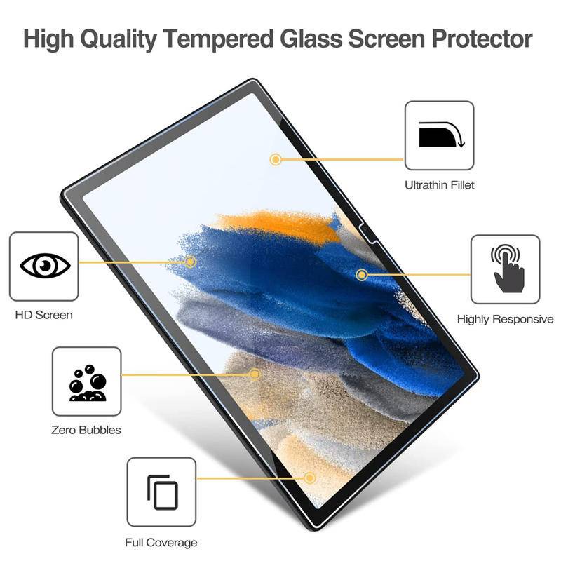 Untuk Samsung Galaxy Tab S8 S7 Plus Ultra S6 A7 Lite A8 S5e T505 T225 X205 Pelindung Layar Tablet Fingerprint HD Tempered Glass Film Untuk Samsung Tab A 8.0 8.4 10.1 10.5 P355 T355