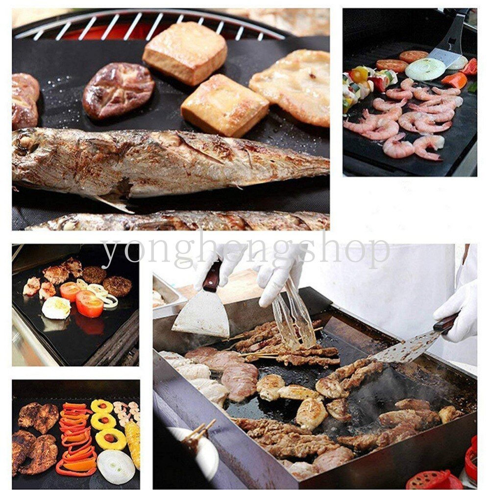 2pcs/set Non-stick BBQ Grill Mat Reusable Baking Mat Barbecue Liner Memasak Memanggang Lembaran Tahan Panas Oven Baking Mat Alat Dapur