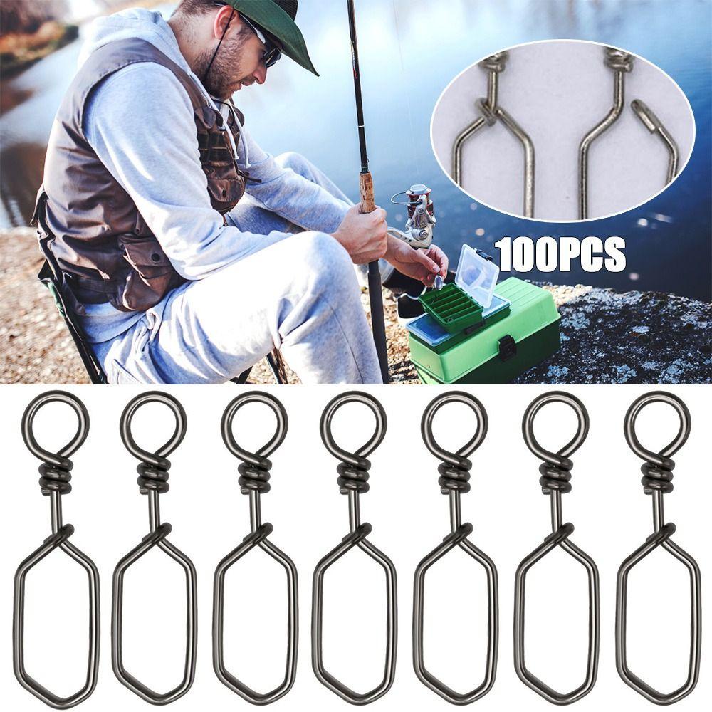 TOP 100 Pcs Memancing Gantung Snap Baru Portabel Stainless Steel Line tackle Konektor