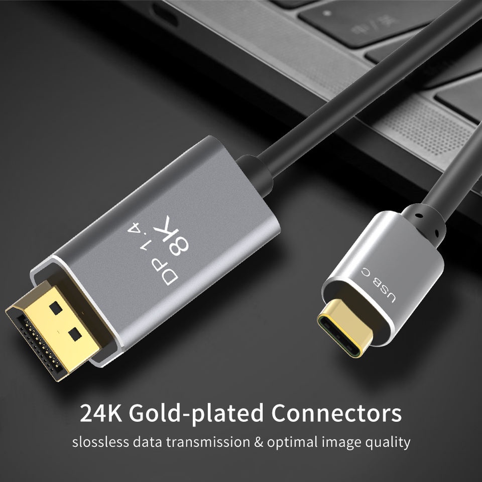Kabel Type C to Display Port 8K 144Hz 1.8M Gold Plated High Quality