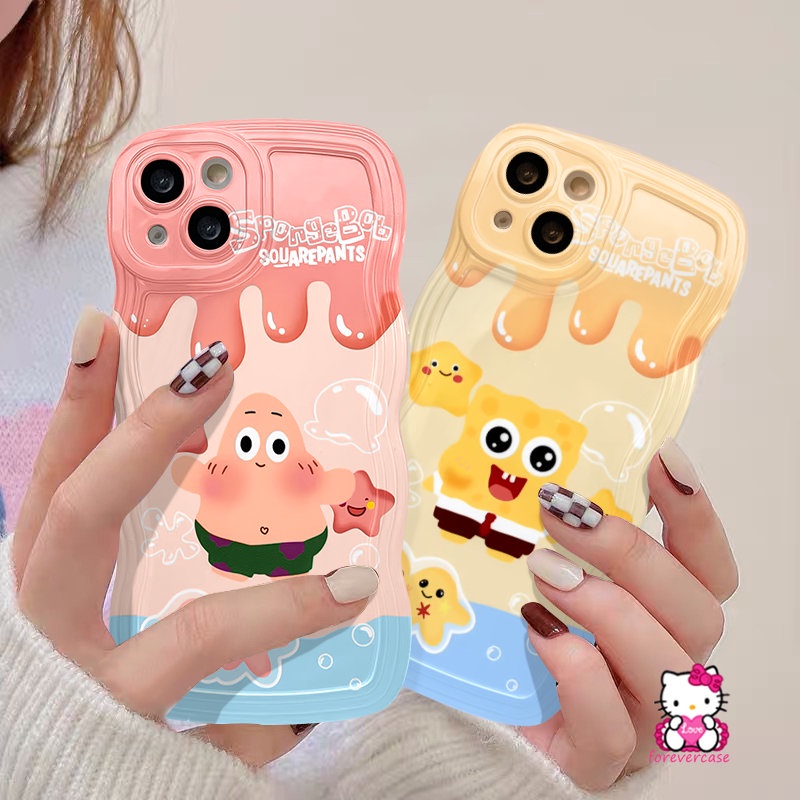 IPHONE Case Kartun Spongebob Patrick Star Kompatibel Untuk Iphone14 12 11 13 Pro Max 6s 8 14 6 7 Plus XS X XR Max SE 2020 Lembut Bergelombang Tepi Lucu Penutup Belakang