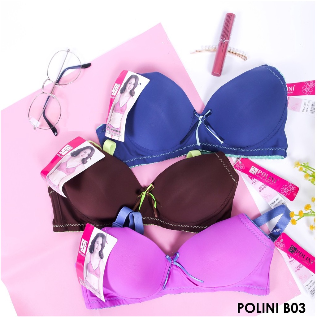 Polini B03  BRA BH Kutang Wanita Push Up Busa Tebal Tanpa Kawat Cewek Dewasa
