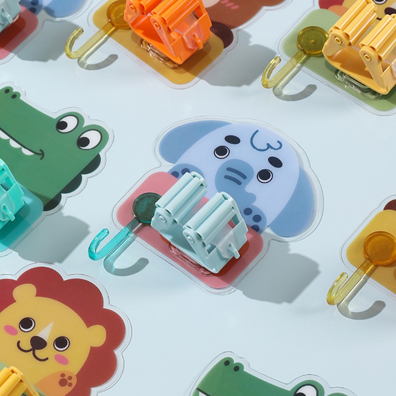 Kreatif Kartun Hewan Bebas Pukulan Mop Hook Klip Rumah Plastik Dipasang Di Dinding Lucu Kuat Mulus Pel Pemegang Alat Penyimpanan Kamar Mandi
