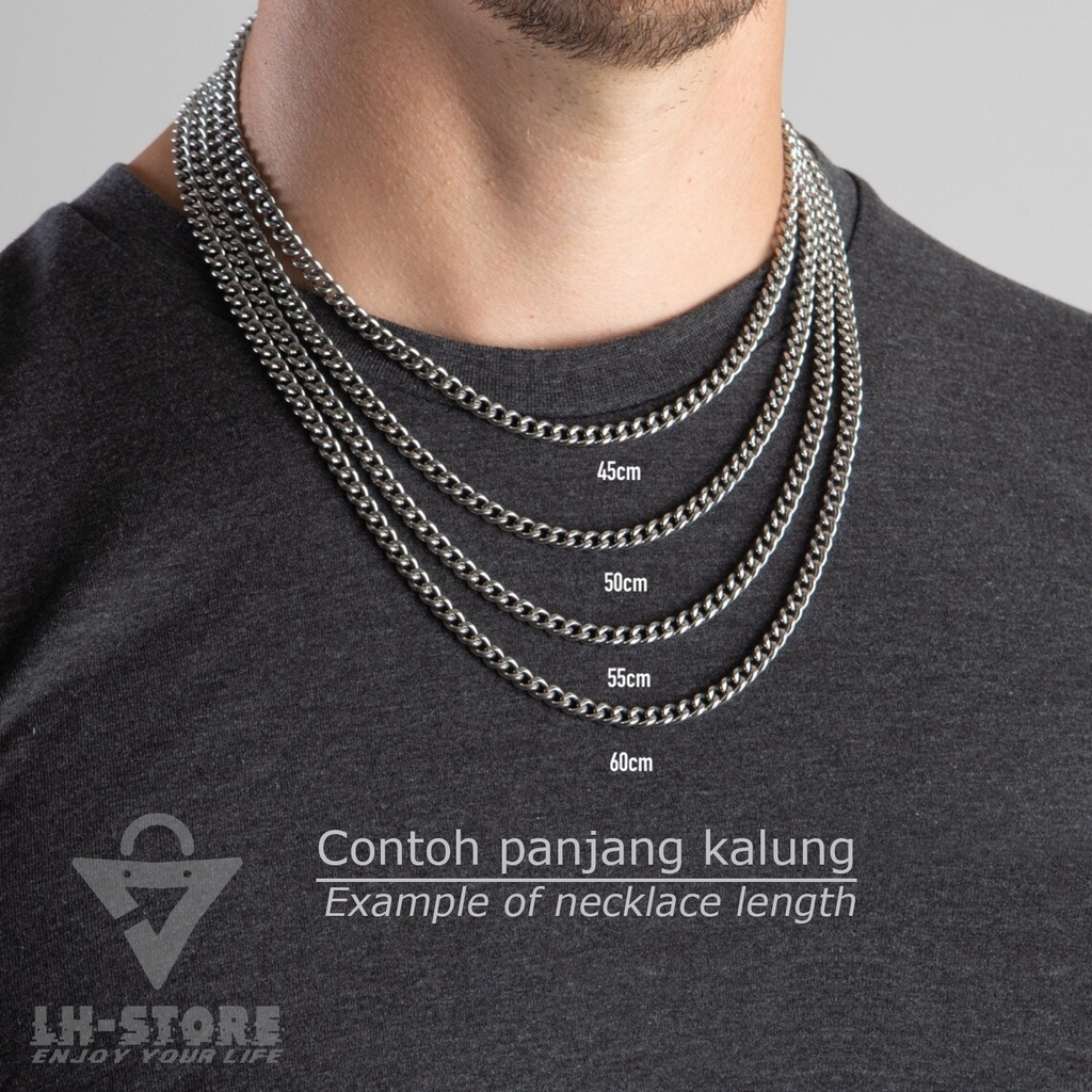 Kalung Titanium Liontin Cincin Pria Wanita Anti Karat Silver Gold Black