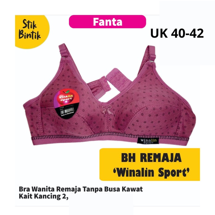 BH/BRA SPORT WANITA BINTIK TANPA BUSA DAN KAWAT UK 40 PINK FANTA - PINK FANTA