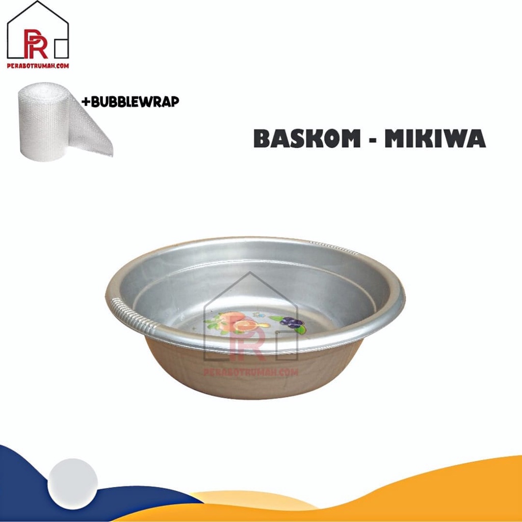 Baskom Silver Mini Motif Buah / Baskom Plastik Kecil Wadah Sayur / Peralatan Dapur