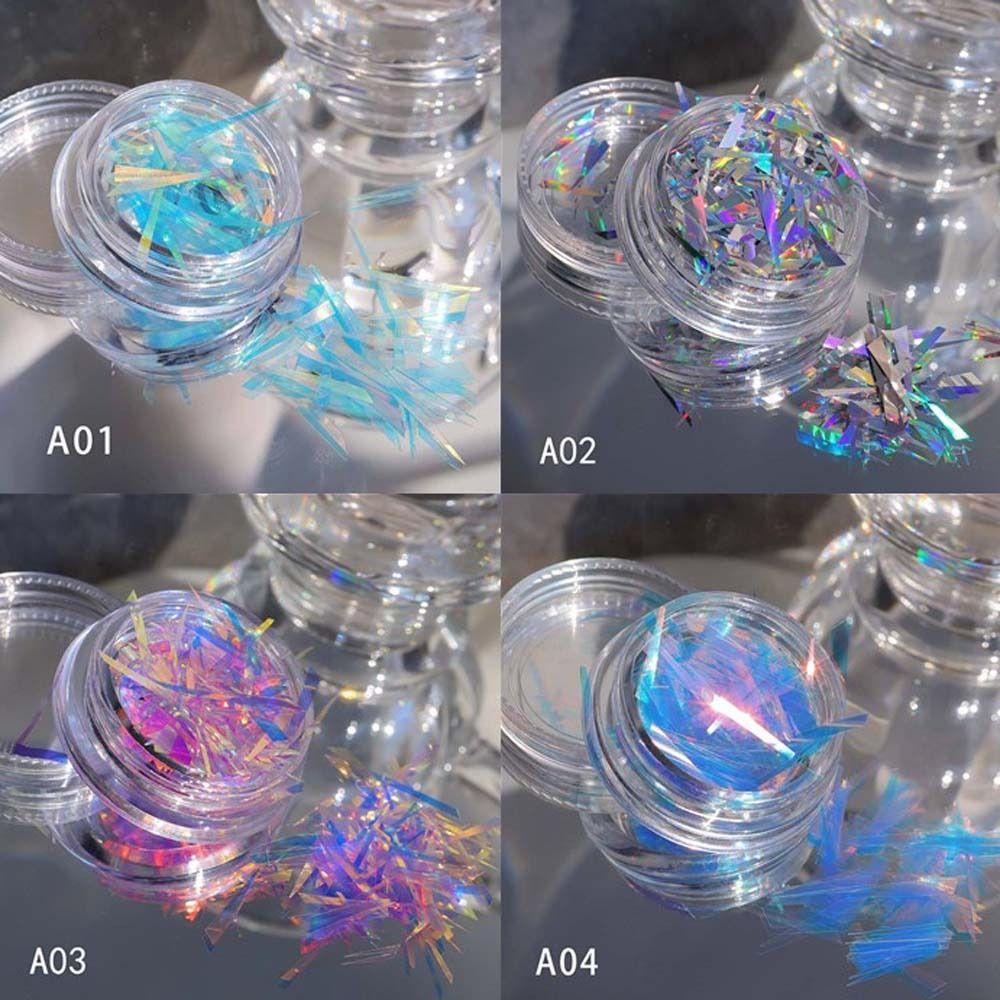 Agustina Dekorasi Nail Art Warna-Warni Cermin Glitter Decal Transfer Paper Stiker Kuku Nail Foil Film