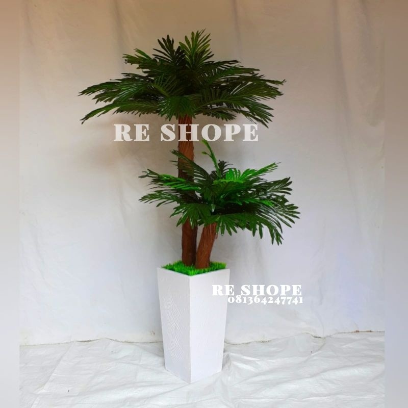 pohon kurma hias /bunga plastik/bunga hias plastik/pohon palem/pohon palem tapas 2cabang / palem