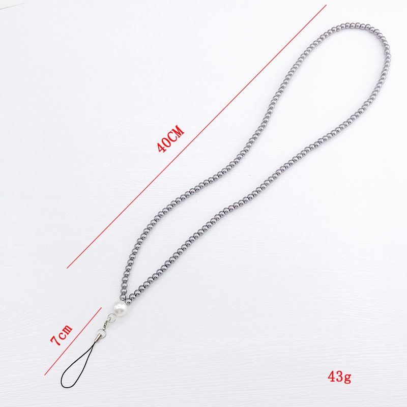 5warna Solid Bulat Rantai Manik-Manik Mutiara Imitasi 40CM Anti-lost Lanyard Panjang Universal Strap Untuk iPhone Android OPPO VIVO Huawei Xiaomi Redmi Samsung Semua Ponsel DIY