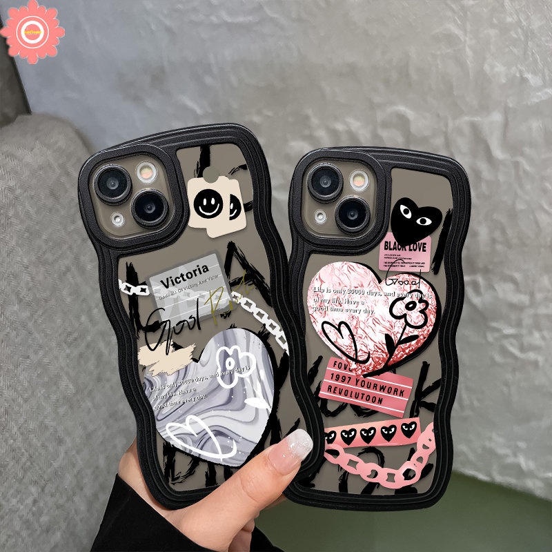 Infinix Smart5 4 6 Plus Hot 11s 10s NFC Note8 12 G96 10Pro 12Pro 12 2023 Hot 10 Lite 10 11 10T 9 8 Main 12 Pro 11s 12i 20 20s Wavy Edge Graffiti Love Heart Comme des Garcons Case/Tempat Bekal Makanan/Wadah Bekal Makanan/Wadah Bekal Makanan