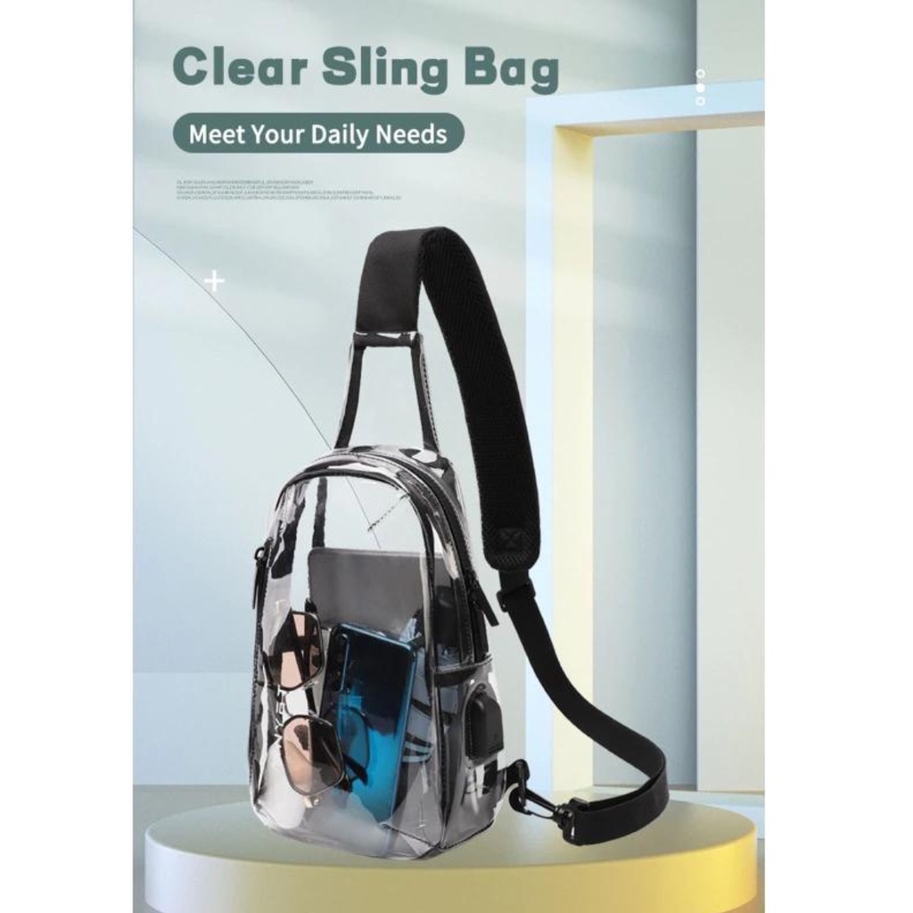 SLING POUCH ♂RAMADHAN SALE - [TAS KONSER] WAIST BAG PVC MIKA PLASTIK SELEMPANG PRIA TAS KONSER PANGG