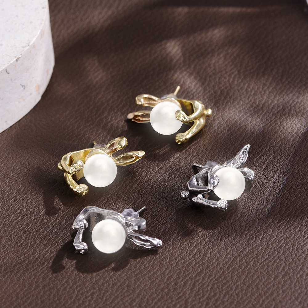 1pasang Anting Tusuk Mutiara Kelinci/Gadis Anting Mutiara Imitasi Premium/Ladies Elegant Menjuntai/Anting Giwang Gaya Korea/Aksesoris Perhiasan Telinga Pesta Pernikahan