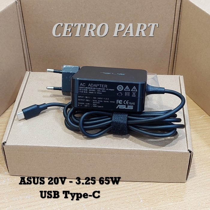 Adaptor Charger Laptop ASUS 20V - 3.25A 65W Colokan USB Type C -NEW