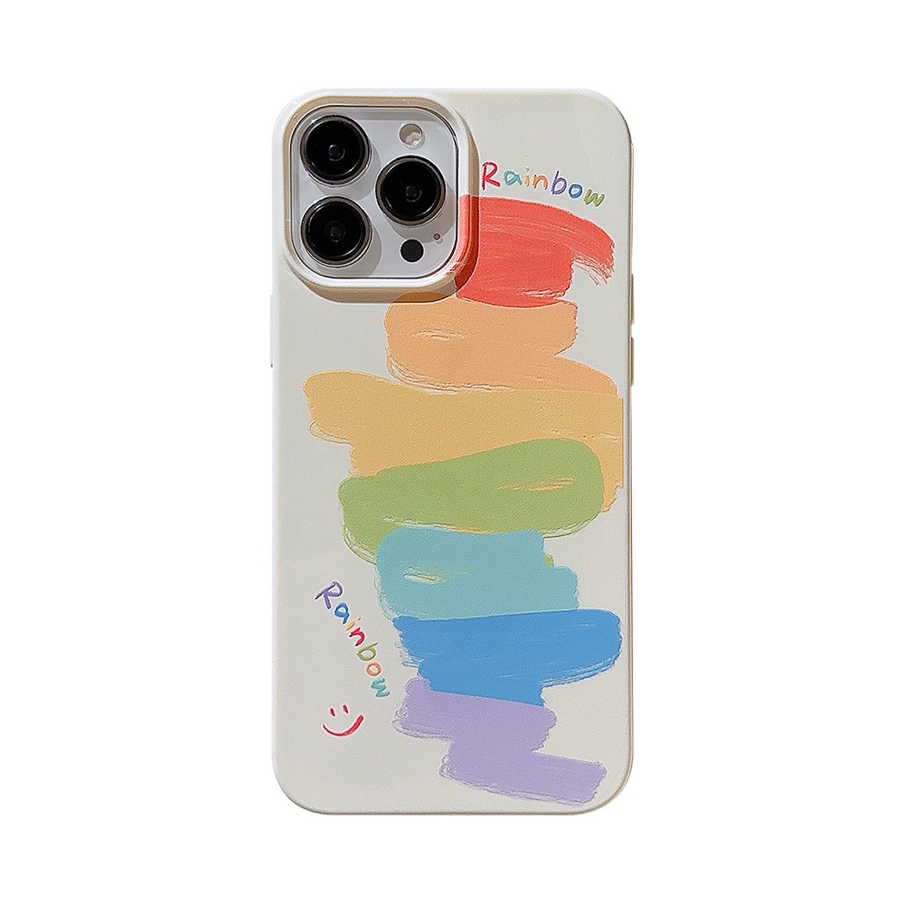 Ins Color Doodling Rainbow Silikon Case Untuk Iphone SE 2020 7 /8 Plus 14x XR XM 11 12 13 PRO MAX Casing Cover Pelindung AT0095