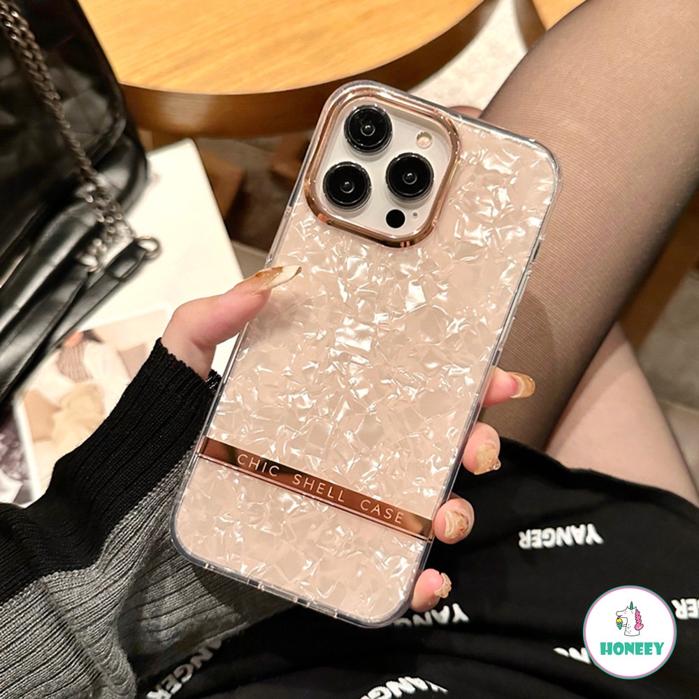 Glitter Dream Shell Marble Phone Case Kompatibel Untuk iphone 14 Pro 12 13 14 11 Pro Max Shockproof Soft Bumper IMD Penutup Belakang