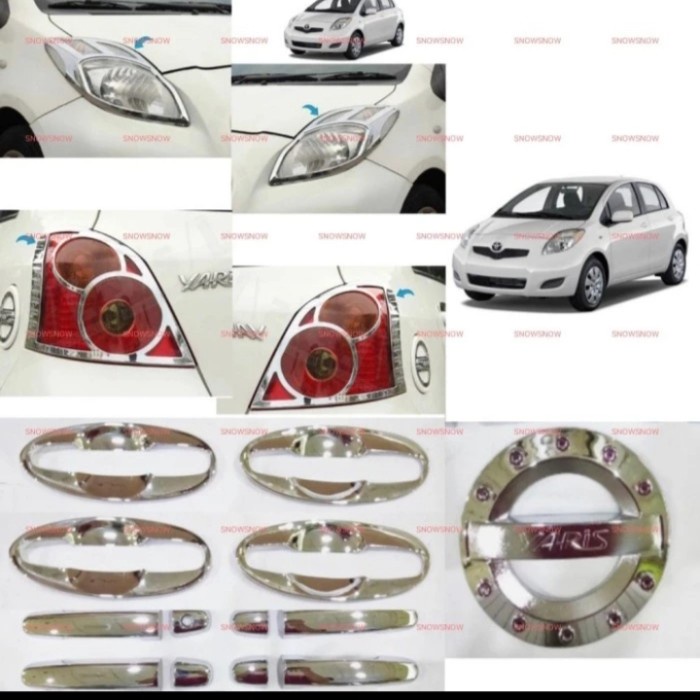 paket garnish outer handle tank cover Chrome new Yaris 2011-2013 Variasi Mobil