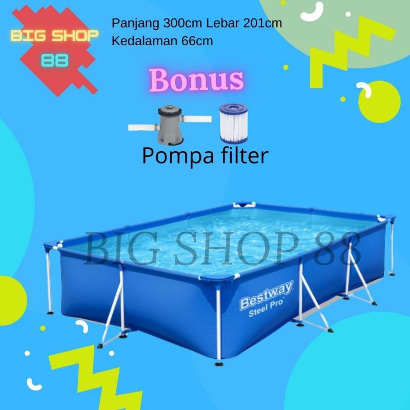 PAKET HEMAT KOLAM RENANG KELUARGA FAMILY SWIMMING POOL FRAME POOL UKURAN 300CM 3M 3METER 3 METER