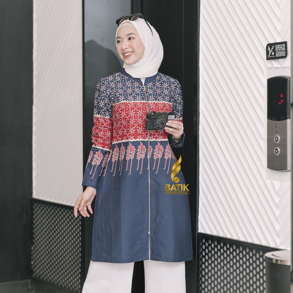 TUNIK AMELIA Atasan Prabuseno Baju Batik Wanita Lengan Panjang Original Modern Premium Jumbo Big Siz