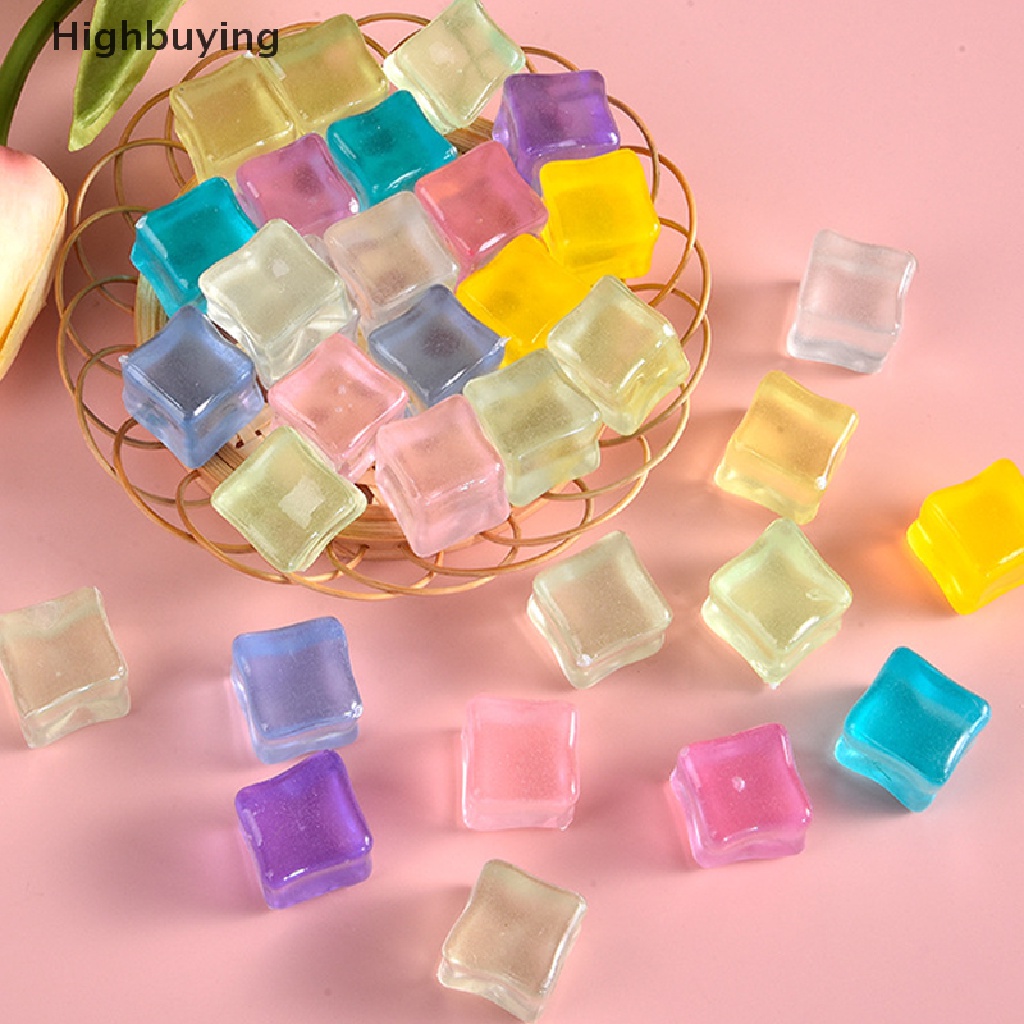 Hbid 10 Pcs Warna-Warni Simulasi Es Batu Resin Ornamen Buatan Tangan DIY Miniatur Patung Kecil Aksesoris Glory