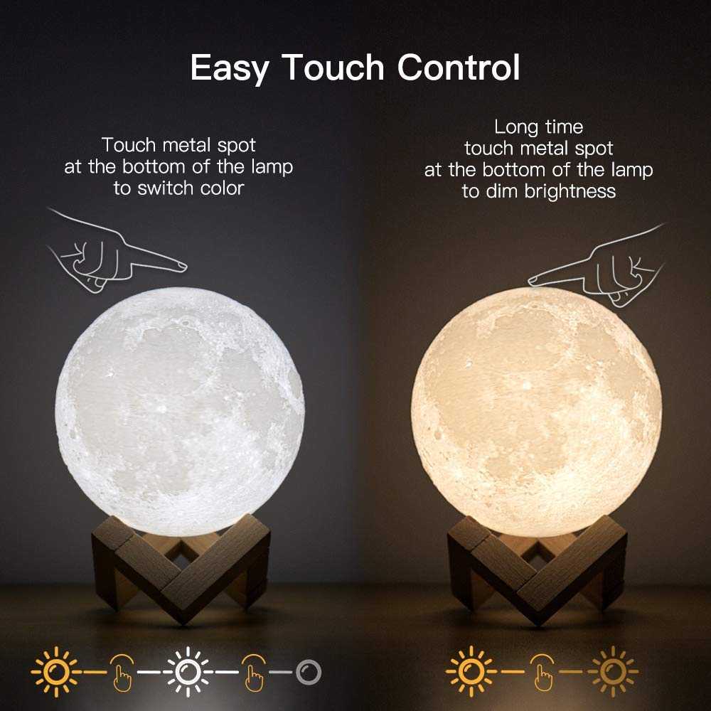 (BISA COD) FTIHSHP OUIO Lampu Tidur Bulan 3D Printed Moon Night Light Lamp 3 Color 1W - OU6069