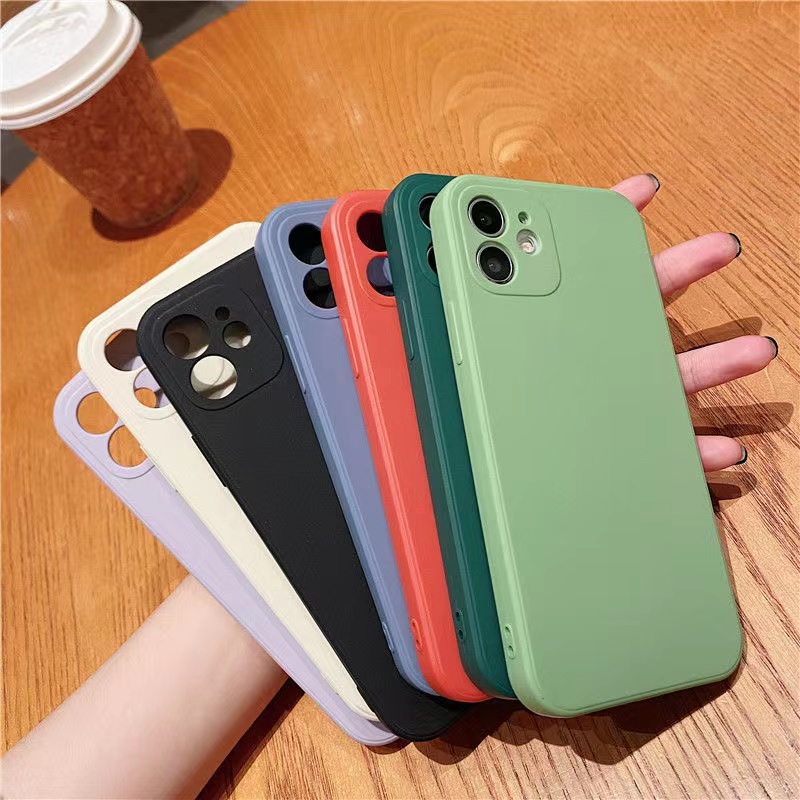 Square Case VIVO Y12S Y20S Y20i Y11 Y12i Y15 Y17 Y50 Y30i V15 S1 Pro Y83 Y81S V9 Z1 Y93 Y91C Y91i Y15S Y15A Silikon Cair Soft TPU Case Hitam