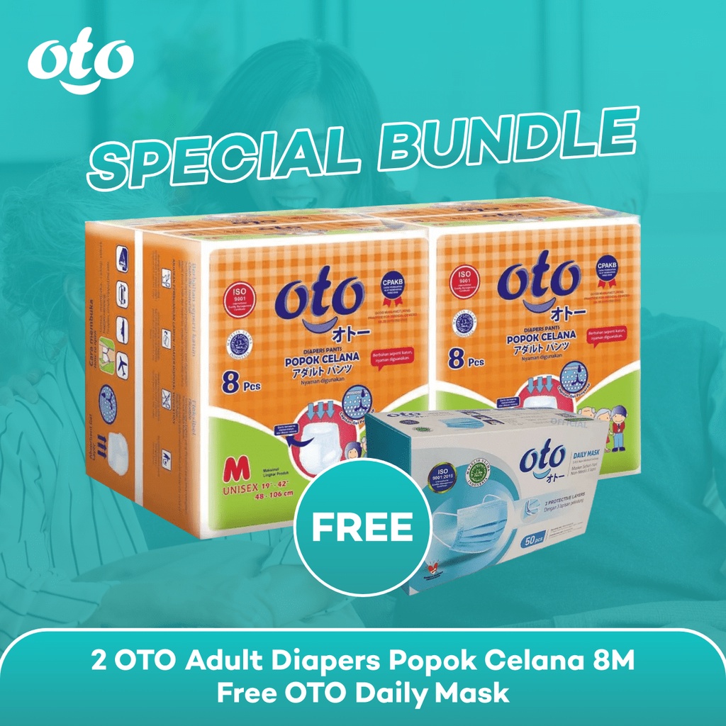 OTO Diapers Adult Pants Popok Dewasa model Celana Ukuran M - isi 8 pcs - Twin Pack