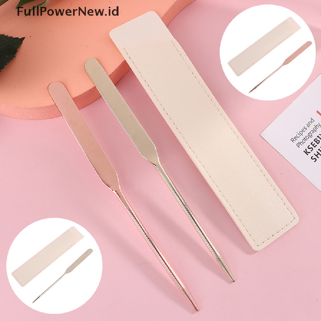 Power 1Pcs Stainless Steel Kepala Ganda Makeup Toner Spatula Mixing Stick Foundation ID