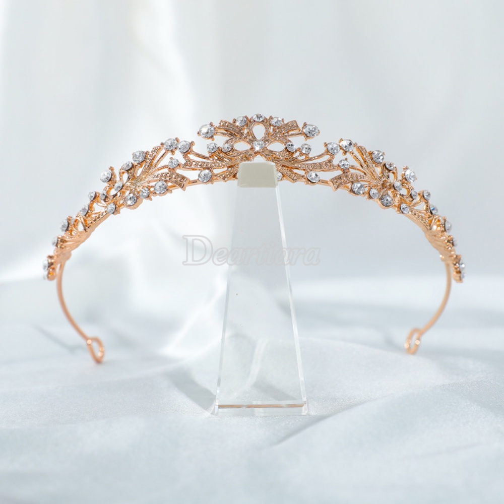 Fashion Berlian Imitasi Mahkota Rambut Band Pengantin Emas Bando Rambut Band Baroque Headband Bridal Crown