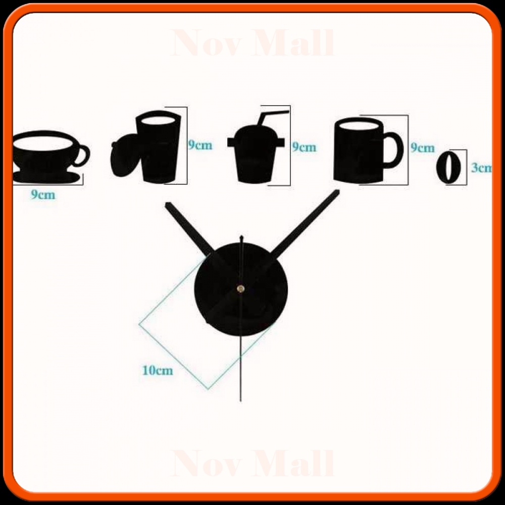 Jam Dinding DIY Giant Wall Clock Model Kopi Cafe -JD681